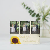 Foto Rustic Sunflower Elegant Wedding Dank je Briefkaart (Staand voorkant)