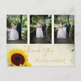 Foto Rustic Sunflower Elegant Wedding Dank je Briefkaart