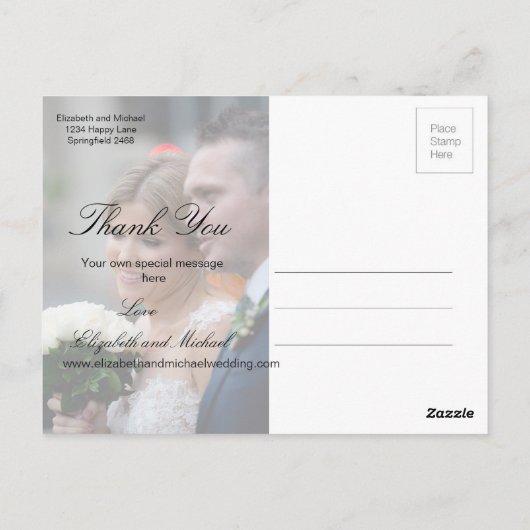 Foto Rustic Sunflower Elegant Wedding Dank je Briefkaart (Achterkant)