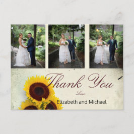 Foto Rustic Sunflower Elegant Wedding Dank je Briefkaart