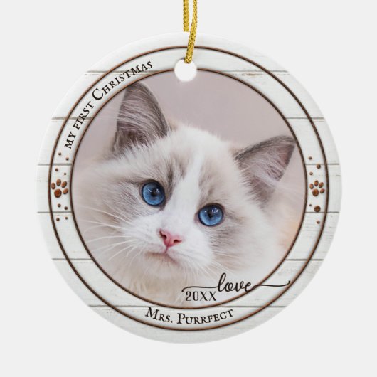 Foto: Rustic White Wood Cute Ornament (Voorkant)