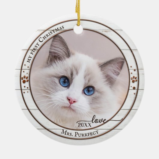 Foto: Rustic White Wood Cute Ornament (Achterkant)