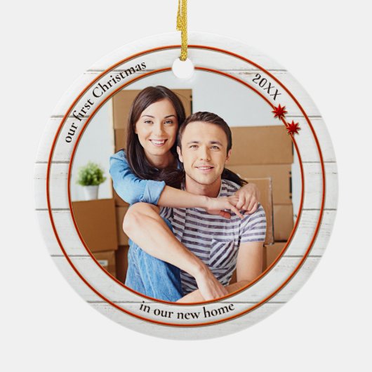 Foto: Rustic White Wood New Home Ornament (Achterkant)