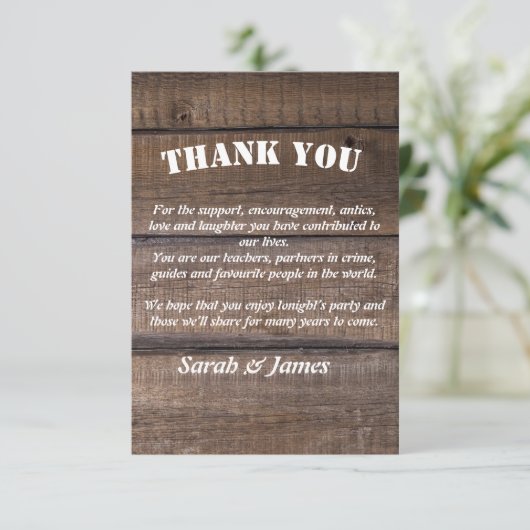 Foto Rustic Wood Country Wedding Bedankkaart (Staand voorkant)