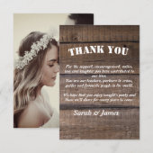 Foto Rustic Wood Country Wedding Bedankkaart (Voorkant / Achterkant)