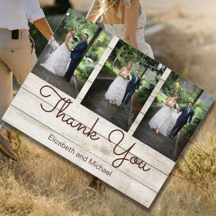 Foto Rustic Wood Floral Weddenschap Hartelijk dank Bedankkaart