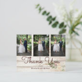 Foto Rustic Wood Floral Weddenschap Hartelijk dank Briefkaart (Staand voorkant)