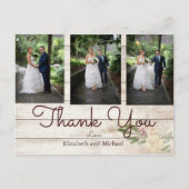 Foto Rustic Wood Floral Weddenschap Hartelijk dank Briefkaart (Voorkant)