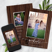 Foto Rustic Wood Script Afstuderen Aankondiging