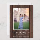 Foto Rustic Wood Script Afstuderen Aankondiging (Voorkant)