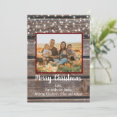 Foto: Rustic Wood String Lights Kerstfeestdag Feestdagenkaart (Staand voorkant)