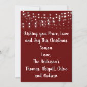 Foto Rustic Wood String Lights Kerstmis Feestdagenkaart (Achterkant)