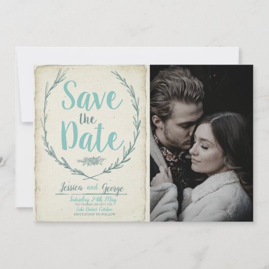 Foto  rustic wreath Wedding Save the date (Voorkant)