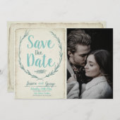 Foto  rustic wreath Wedding Save the date (Voorkant / Achterkant)