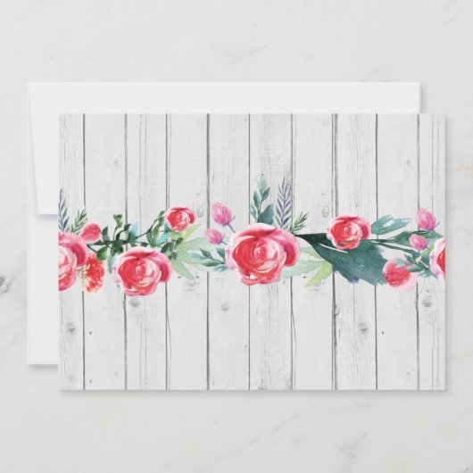 Foto Rustiek 21e verjaardagsfeest rood bloemenhout Kaart (Achterkant)