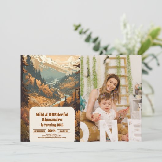 Foto Rustiek Bergbos 1e Verjaardag Kaart (Staand voorkant)