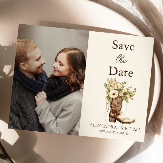 Foto Rustiek Botanisch Groen Bruiloft Save The Date