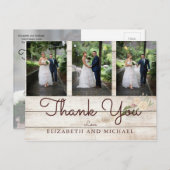 Foto Rustiek Hout Bloemen Bruiloft Modern Dank u Briefkaart (Voorkant / Achterkant)