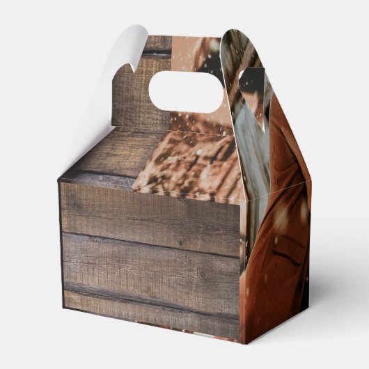 Foto Rustiek Hout Vrolijk Kerstfeest Bedankdoosjes (Achterkant)