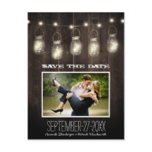 Foto Rustiek Land Mason Jar Save The Date Cards