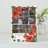 Foto Rustiek Rode Amaryllis Kerstmis Feestdagenkaart (Staand voorkant)