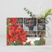 Foto Rustiek Rode Amaryllis Kerstmis Feestdagenkaart (Staand voorkant)