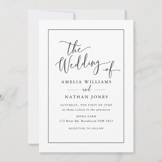 Foto Rustiek Script Zwart Wit Huwelijk Kaart (Voorkant)