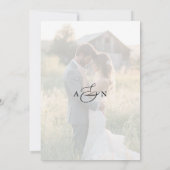 Foto Rustiek Script Zwart Wit Huwelijk Kaart (Achterkant)