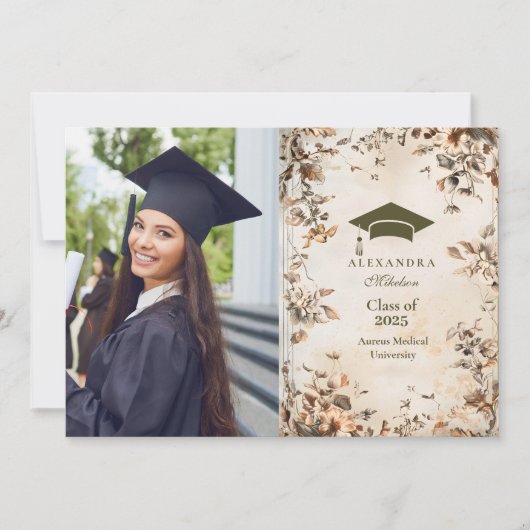 Foto Rustiek  Wildflower Bloom Afstuderen Aankondiging (Voorkant)