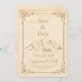 Foto Rustieke Bossen Mountain Sketch Verloving Save The Date (Voorkant / Achterkant)