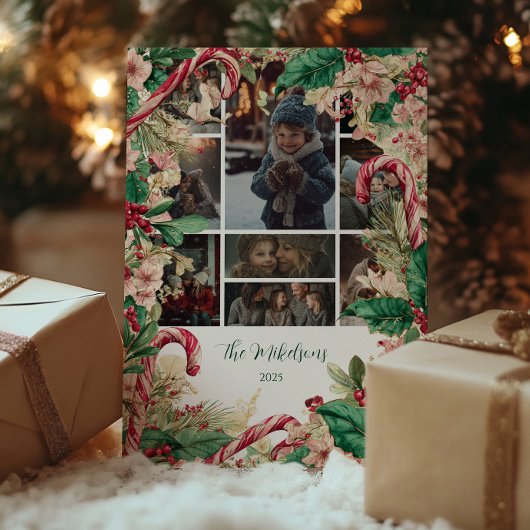 Foto Rustieke Candy Cane Kerstfeest Feestdagenkaart