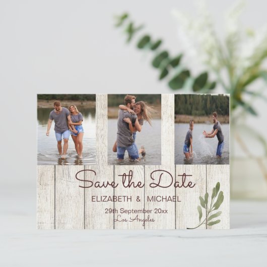 Foto Rustieke Chic Moderne Eenvoudige Trouw Save The Date (Staand voorkant)