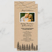 Foto Rustieke Evergreen Pine Tree Wedding Programm Programmakaart (Voorkant / Achterkant)