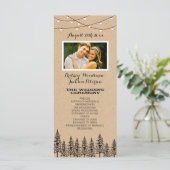 Foto Rustieke Evergreen Pine Tree Wedding Programm Programmakaart (Staand voorkant)