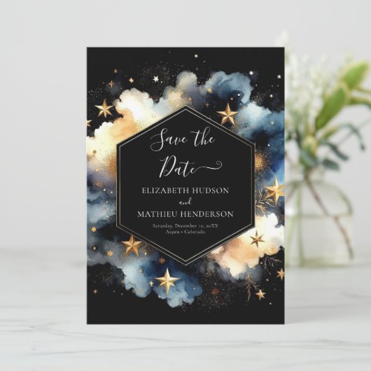 Foto rustieke Hemelse Huwelijk Save The Date (Staand voorkant)