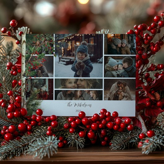 Foto rustieke Holly Berry Kerstmis Feestdagenkaart