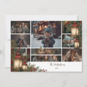 Foto rustieke lantaarn kerstfeest feestdagenkaart (Voorkant)