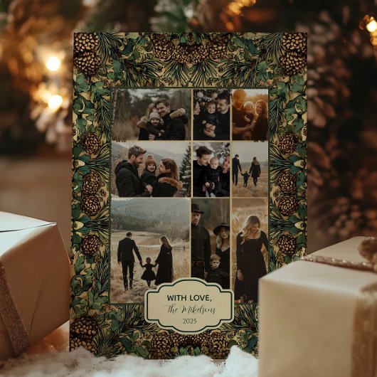 Foto Rustieke Pinecone Botanische Kerst Feestdagenkaart