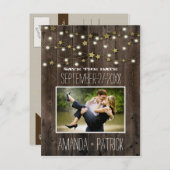 Foto Rustieke Schuur Houten Bruiloft Save The Date Aankondigingskaart (Voorkant / Achterkant)