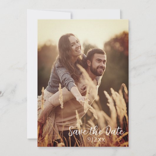 Foto rustieke Waterverf bruiloft Save the date Kaart (Achterkant)