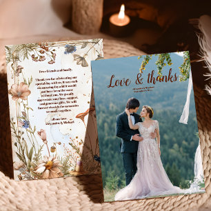 Foto Rustieke Waterverf Woodland bruiloft Bedankkaart