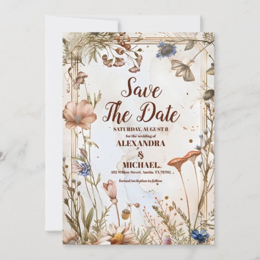 Foto Rustieke Waterverf Woodland bruiloft Save The Date (Voorkant)