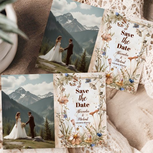 Foto Rustieke Waterverf Woodland bruiloft Save The Date