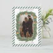 Foto Rustige Groene Kerstbel Feestdagenkaart (Staand voorkant)
