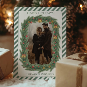 Foto Rustige Groene Kerstbel Feestdagenkaart