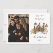 Foto Rustische Gengembrede Blokhut Kerstmis Feestdagenkaart (Voorkant)