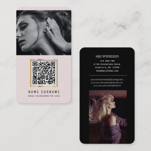 foto ' s qr code scannable barcode modern blush ro visitekaartje