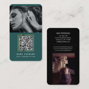 foto ' s qr code scannable barcode modern emerald visitekaartje