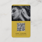 foto ' s qr code scannable barcode modern geel visitekaartje (Voorkant)