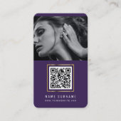 foto ' s qr code scannable barcode modern paars visitekaartje (Voorkant)